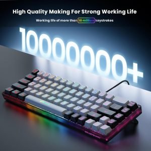 65% Gaming Keyboard, Wired Backlit Mini Keyboard, Ultra-Compact Anti-Ghosting No-Conflict 68 Keys Membrane Gaming Wired Keyboard for PC Laptop Windows Gamer
